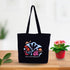 Large Cotton Canvas Tote Bags for Women and Girls with Bottle Holder Black College Tote Bags with Zipper & Inner Pocket Travel Beach Shopping Work Office Daily use Handbags