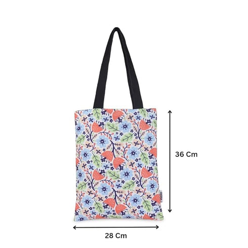 DANIOO Canvas Reusable Tote Bag With Zipper For Women and College Girls Multipurpose Washable Everyday Use/Shopping/Carry Bag Size- 14" length* 11" width (Inches) Pack Of 1 (Multi_1)