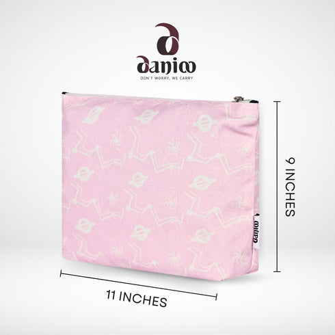 DANIOO Canvas Makeup Pouch for Girls | Toiletry Bag | Cosmetic Bags for Storage | Travel Kit Bag | Women Makeup Organizer Set of 3