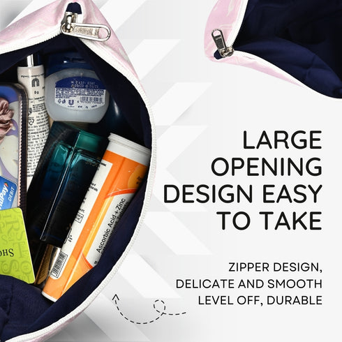 DANIOO Canvas Makeup Pouch for Girls | Toiletry Bag | Cosmetic Bags for Storage | Travel Kit Bag | Women Makeup Organizer Set of 3