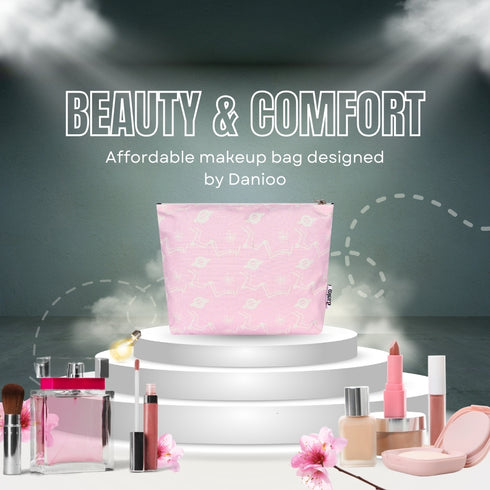 DANIOO Canvas Makeup Pouch for Girls | Toiletry Bag | Cosmetic Bags for Storage | Travel Kit Bag | Women Makeup Organizer Set of 3