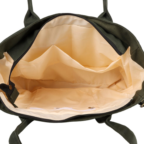 DANIOO Large Canvas Tote Bags for Women | Shoulder Strap, Multiple Pockets, Zipper Closure | Office Tote Bag, Travel, Shopping, Everyday use Women Handbags (Turtle Green)