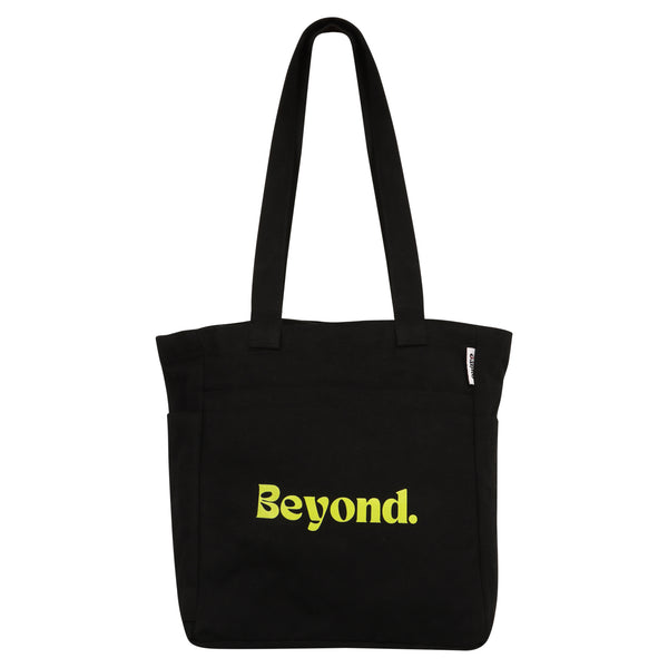 DANIOO Small Cotton Canvas Tote Bags for Girls, Multiple Pockets, Zipper Closure, Multipurpose College, Travel Everyday Use for Women (Beyond Black)