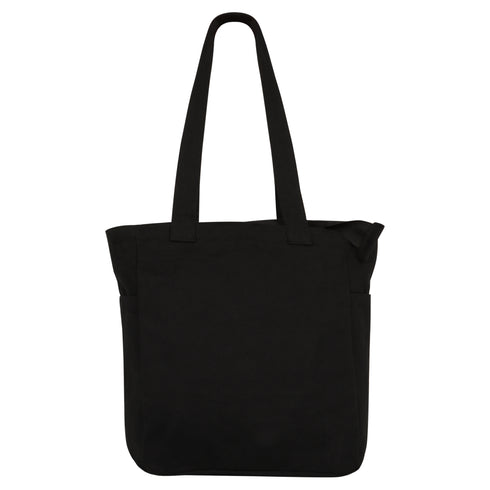 DANIOO Small Cotton Canvas Tote Bags for Girls, Multiple Pockets, Zipper Closure, Multipurpose College, Travel Everyday Use for Women (Beyond Black)