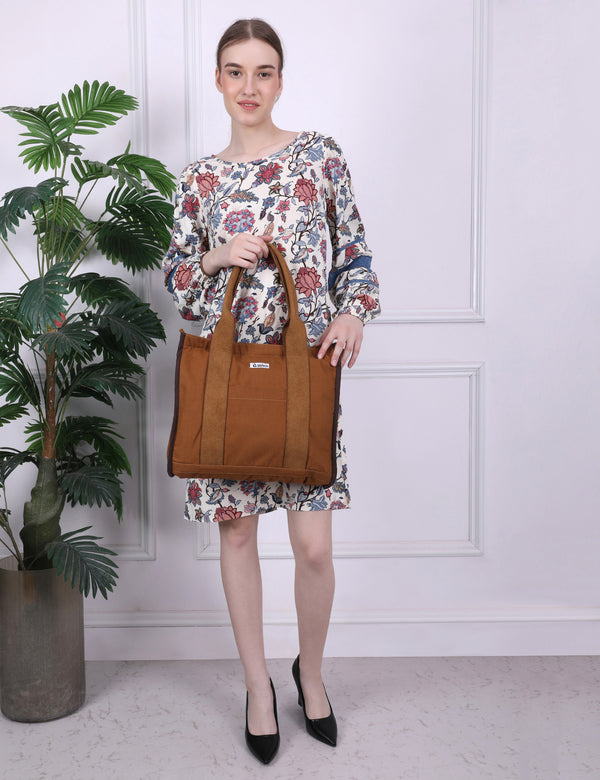 Cotton Canvas Tote Bags For Women & Girls, Multipurpose Everyday Office, Beach & Travel Tote Shoulder Handbags with Zipper & Multi Pockets