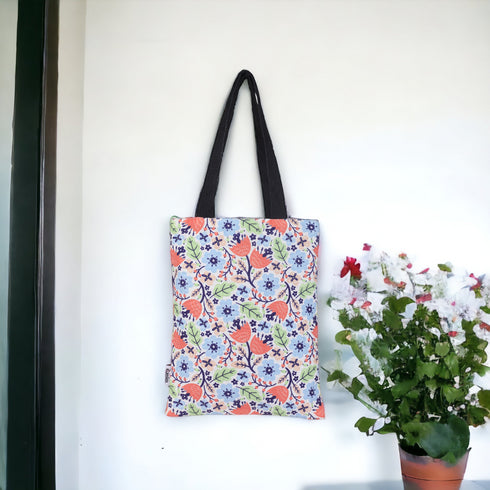 DANIOO Canvas Reusable Tote Bag With Zipper For Women and College Girls Multipurpose Washable Everyday Use/Shopping/Carry Bag Size- 14" length* 11" width (Inches) Pack Of 1 (Multi_1)