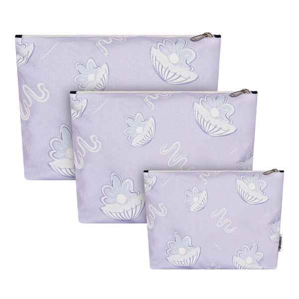 DANIOO Canvas Makeup Pouch for Girls | Toiletry Bag | Cosmetic Bags for Storage | Travel Kit Bag | Women Makeup Organizer Set of 3