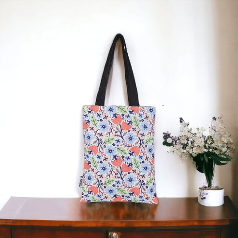 DANIOO Canvas Reusable Tote Bag With Zipper For Women and College Girls Multipurpose Washable Everyday Use/Shopping/Carry Bag Size - 14" length* 11" width (Inches) Pack Of 1 (Multi_1) - DANIOO