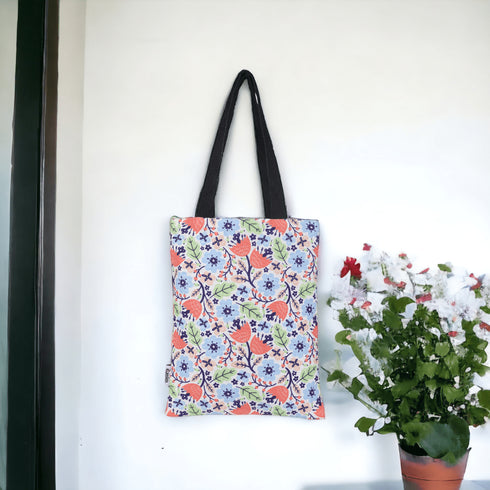 DANIOO Canvas Reusable Tote Bag With Zipper For Women and College Girls Multipurpose Washable Everyday Use/Shopping/Carry Bag Size - 14" length* 11" width (Inches) Pack Of 1 (Multi_1) - DANIOO