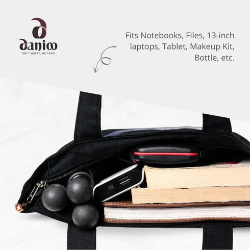 Canvas Tote Bags For Women and Girls with Zipper and Inner Pocket | College Tote Bag For Women - DANIOO