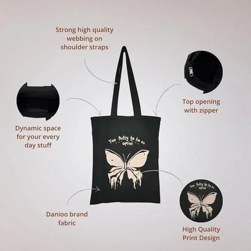 DANIOO Canvas Tote Bags For Women and Girls with Zipper and Inner Pocket | College Tote Bag For Women - DANIOO