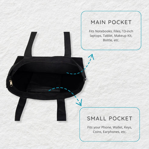 DANIOO Canvas Tote Bags For Women and Girls with Zipper and Inner Pocket | College Tote Bag For Women (Copy) - DANIOO