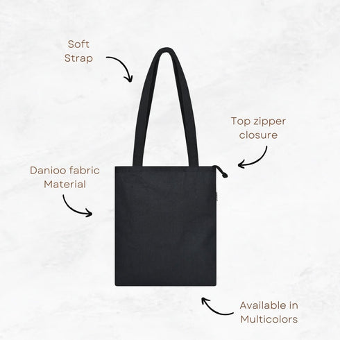DANIOO Canvas Tote Bags For Women and Girls with Zipper and Inner Pocket | College Tote Bag For Women (Copy) - DANIOO