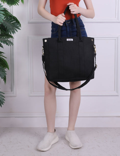 Women's Large Canvas Tote Bag | Shoulder Strap, Zipper Closure, Multiple Pockets - DANIOO