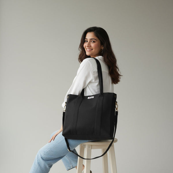 Women's Large Canvas Tote Bag | Shoulder Strap, Zipper Closure, Multiple Pockets - DANIOO
