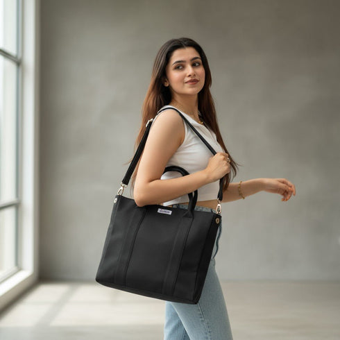 Women's Large Canvas Tote Bag | Shoulder Strap, Zipper Closure, Multiple Pockets - DANIOO