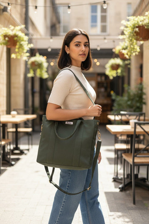 Women's Large Canvas Tote Bag | Shoulder Strap, Zipper Closure, Multiple Pockets - DANIOO