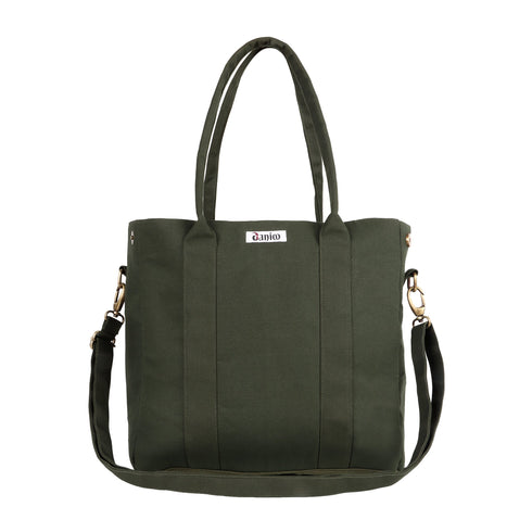 Women's Large Canvas Tote Bag | Shoulder Strap, Zipper Closure, Multiple Pockets - DANIOO