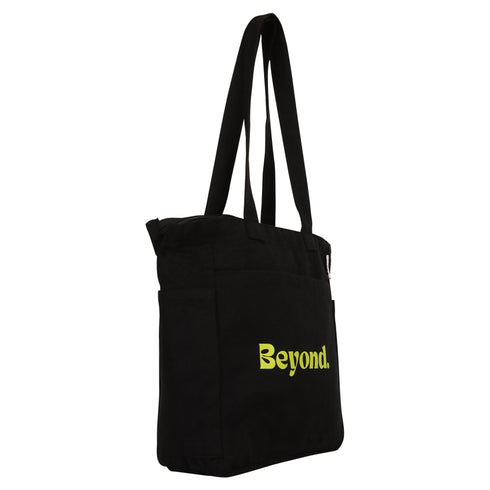 DANIOO Small Cotton Canvas Tote Bags for Girls, Multiple Pockets, Zipper Closure, Multipurpose College, Travel Everyday Use for Women (Beyond Black) - DANIOO