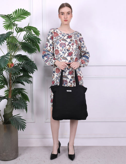 Large Canvas Tote Bags for Women & Girls with Zipper, 3 Pockets & Compartment, Everyday Daily use - DANIOO