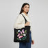 Floral Butterfly Canvas Tote Bag with Bottle Holder & Zipper - Perfect for Daily Use - DANIOO