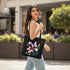 Floral Butterfly Canvas Tote Bag with Bottle Holder & Zipper - Perfect for Daily Use - DANIOO