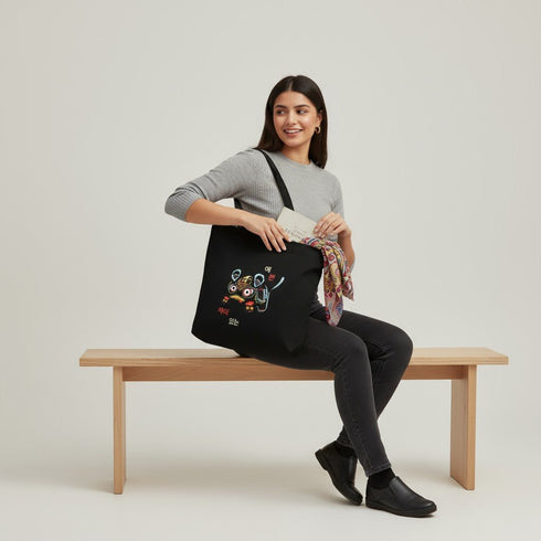 Large Cotton Canvas Tote Bags for Women and Girls with Bottle Holder - DANIOO