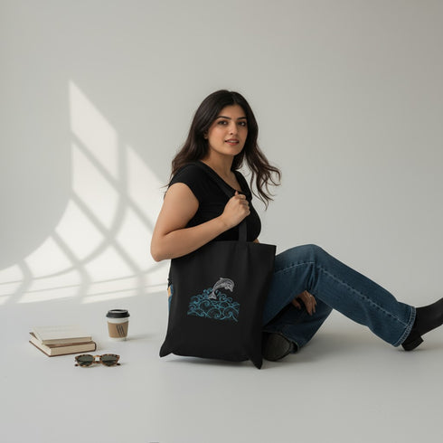 DANIOO Canvas Tote Bags For Women and Girls with Zipper and Inner Pocket | College Tote Bag For Women