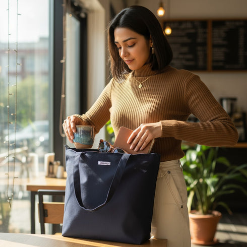 Large Canvas Tote Bags for Women & Girls with Zipper, 3 Pockets & Compartment, Everyday Daily use Travel, College, Office Shoulder Handbags (Copy)