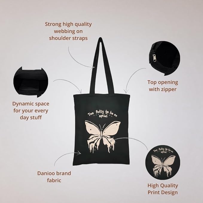 DANIOO Canvas Tote Bags For Women and Girls with Zipper and Inner Pocket | College Tote Bag For Women