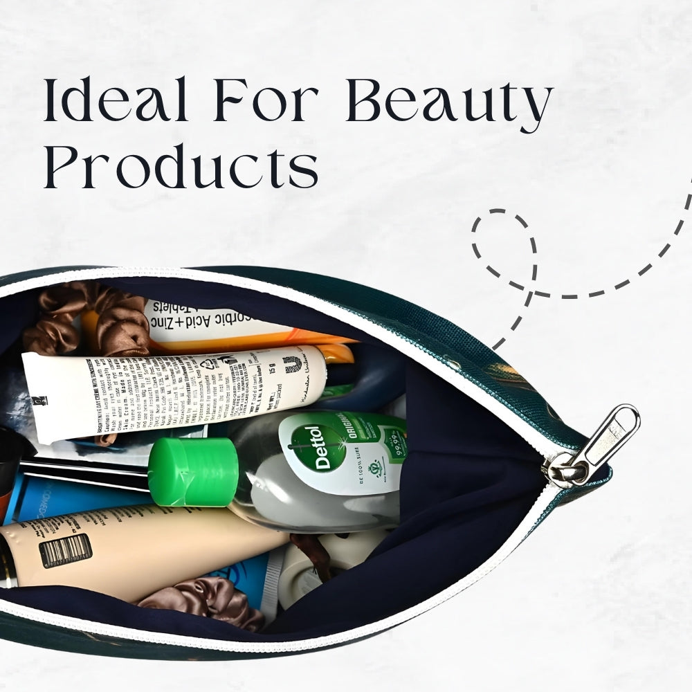 DANIOO Canvas Makeup Pouch for Girls | Toiletry Bag | Cosmetic Bags for Storage | Travel Kit Bag | Women Makeup Organizer Set of 3