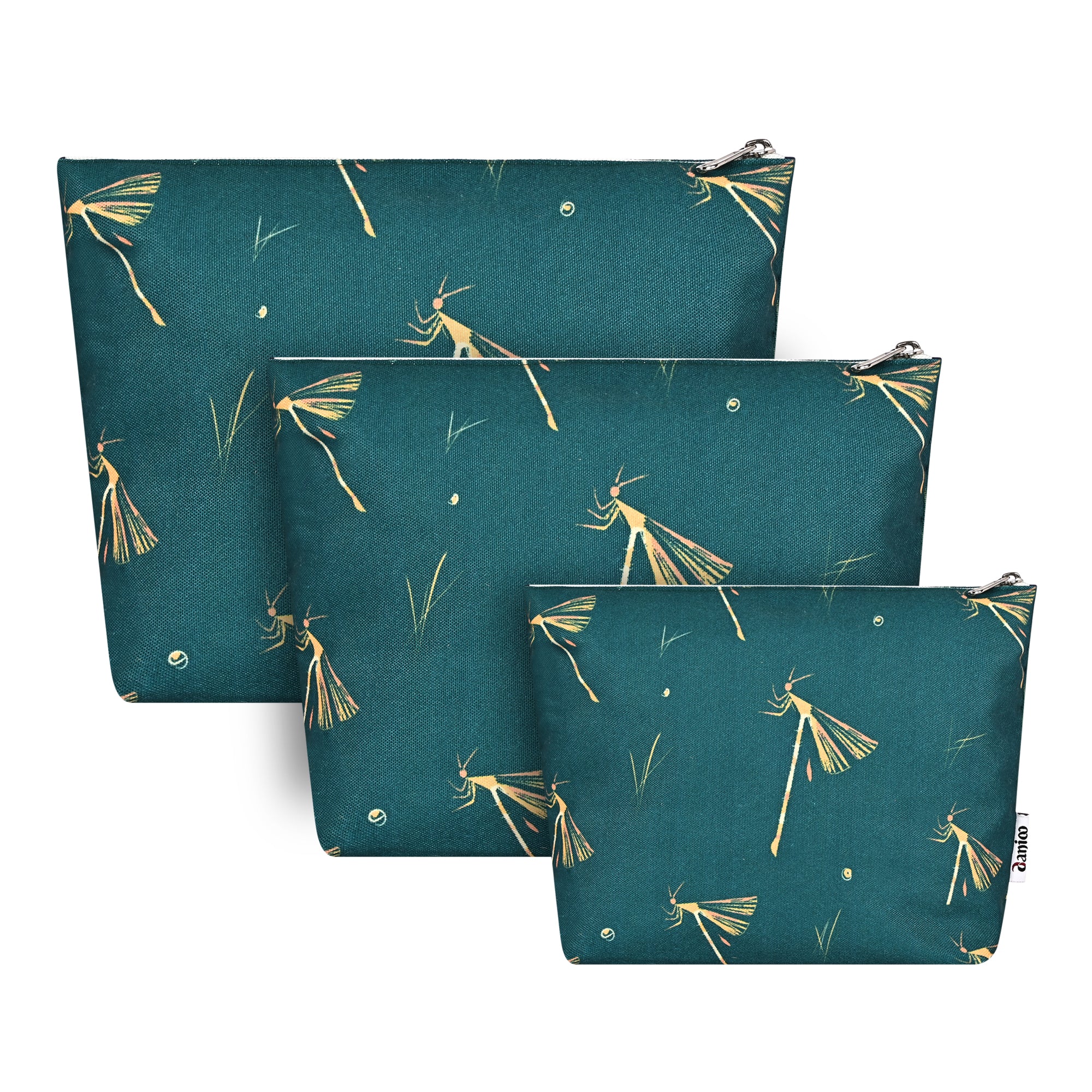 DANIOO Canvas Makeup Pouch for Girls | Toiletry Bag | Cosmetic Bags for Storage | Travel Kit Bag | Women Makeup Organizer Set of 3