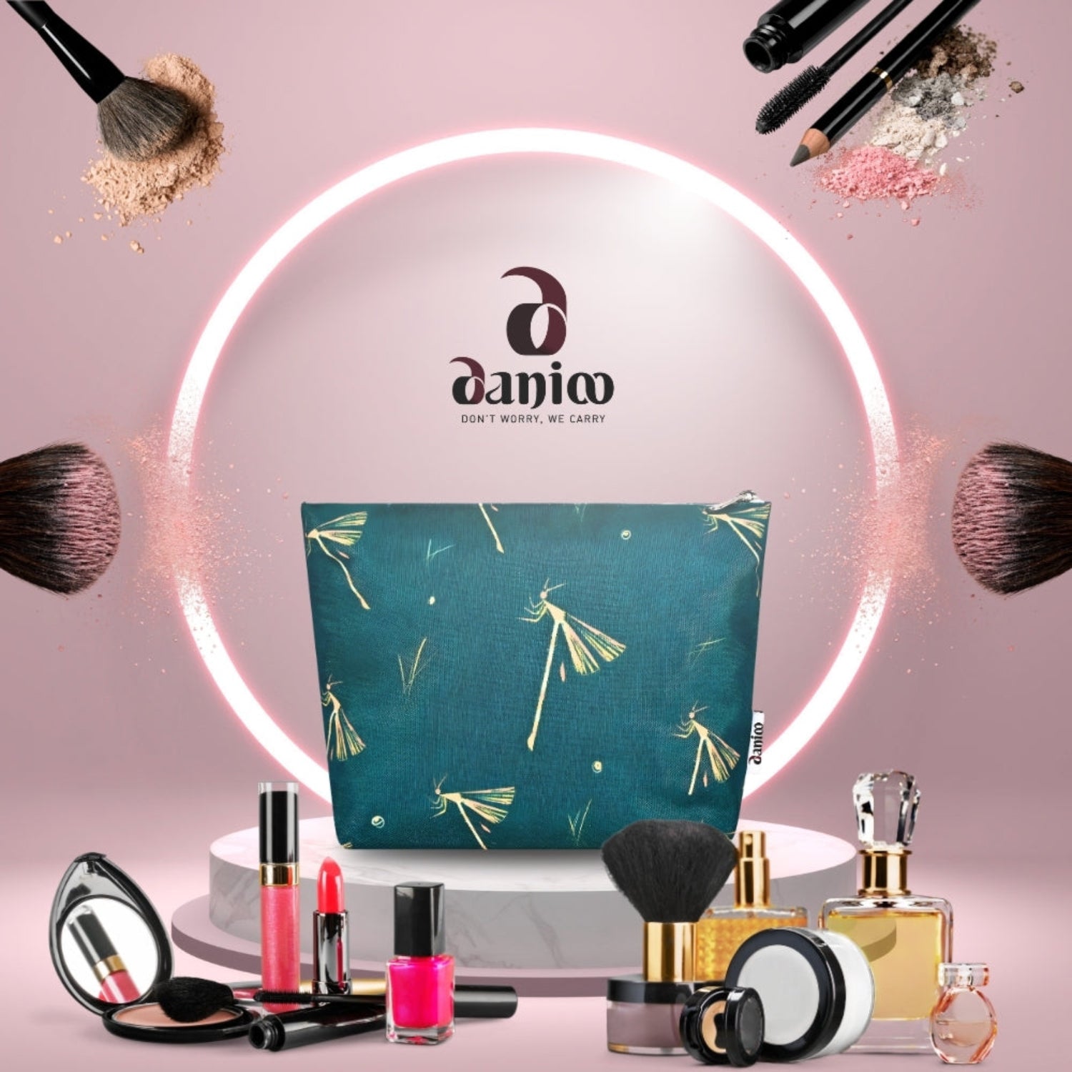 DANIOO Canvas Makeup Pouch for Girls | Toiletry Bag | Cosmetic Bags for Storage - DANIOO