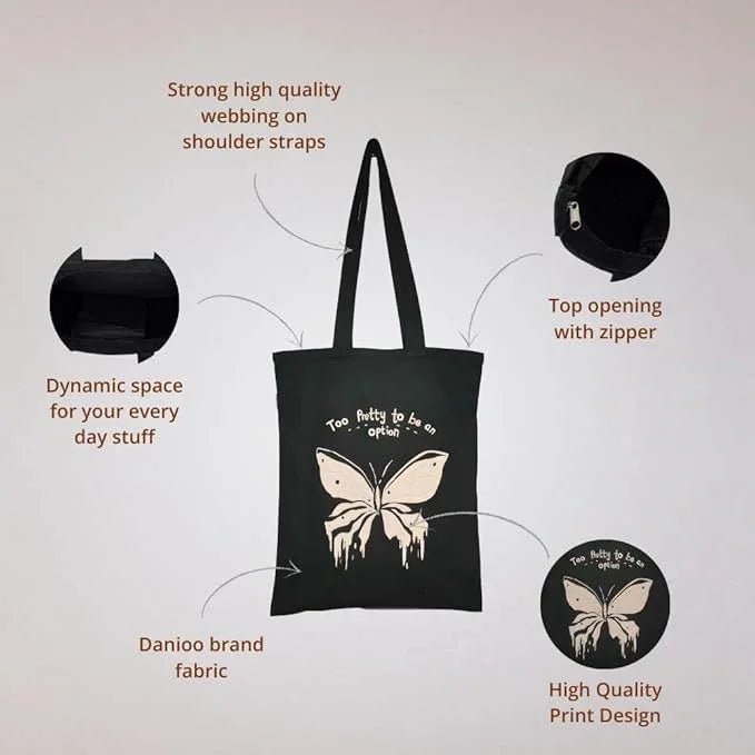 DANIOO Canvas Tote Bags For Women and Girls with Zipper and Inner Pocket | College Tote Bag For Women - DANIOO