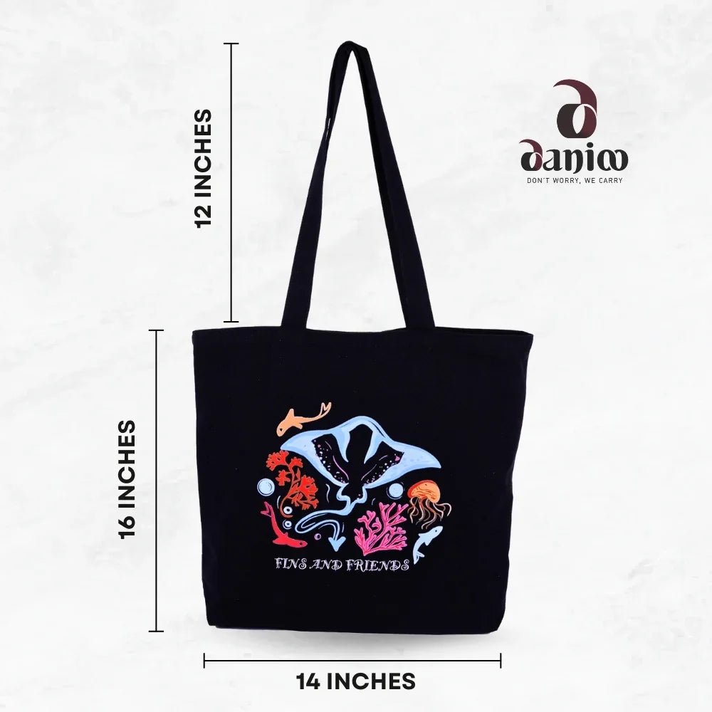 Large Cotton Canvas Tote Bags for Women and Girls with Bottle Holder - DANIOO
