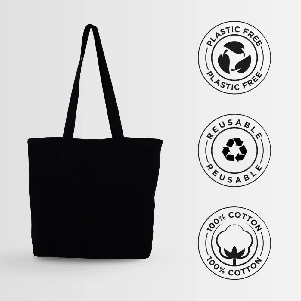 Large Cotton Canvas Tote Bags for Women and Girls with Bottle Holder - DANIOO